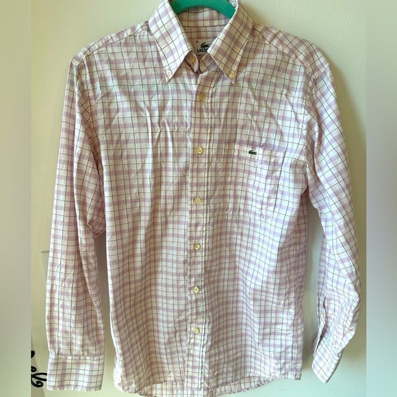Lacoste Other - Lacoste pink purple plaid vintage button down shirt size 39 medium